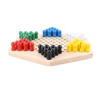 Cryfokt Chinese Checkers Interactive Board Game Educational Solid Wood Toy for Children and Adults with Colorful Pegs