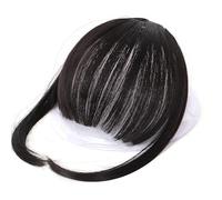 Cryfokt Clamp/Holder On Fringe Bangs Soft High Temperature Fiber Hair Extensions Trim Face for Daily Life (Black)