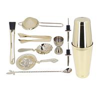 Cryfokt Cocktail Shaker Stainless Steel Drink Mixer Set Fun Visual Elements Bar Tool for Various Occasions 304 Stainless Steel 11PCS (Gold)