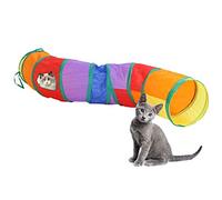 Cryfokt Color Foldable Cat Tunnel Interactive Toy for Kitty Training, Polyester Material, 48.8in Long, Suitable for Cats, Color