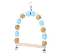 Cryfokt Color Swing Natural Wooden Blocks with Bells for Small Medium Birds 15cm/5.9in Tall
