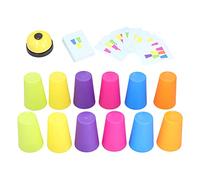 Cryfokt Colorful Stack Cups Baby Stacking Set Educational Toys for Kids, Parent-child Interactive Puzzles for Children 3+ Years Old Plastic 50 X Cards 6 X Cups Bell (Double battle cup stacking)