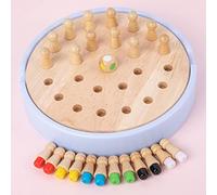 Cryfokt Colorful Wooden Memory Match Chess Set Educational Logic Game for Children, Durable Kids Board Game for Concentration Cultivation and Interactive Play (2 in 1)