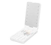 Cryfokt Compact Foldable Travel Mirror Case with LED Lighted Makeup Mirror for On The Go Beauty Lithium Ion 1 X USB Charging Cable (White)