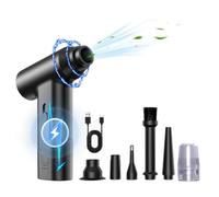 Cryfokt Compressed Air Duster, Stepless Speed Adjustable Rechargeable Cordless Air Blower with 6 Connectors, for Cleaning Keyboards PC Cameras Air Beds Boats, Aluminum Alloy