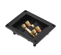 Cryfokt Copper Binding Post Terminal Connector Amplifier Box for Speaker Components, DIY Speaker Terminal Box for Home Use, ABS Base + Copper, Black, 3.8 X 4.8 X 1.4in