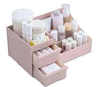 Cryfokt Cosmetic Storage Box Elegant Makeup Organizer with Drawers for Beauty Station Bathroom Office Art Supplies 11.0 X 6.7 X 5.1in (Medium Size Pink)