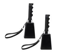 Cryfokt Cow Bell, 9 Inch Black Steel Cheering Cowbells Loud Noise Makers with Ergonomic Handle and Wrist Strap for Sports Events Football Games School Activities