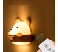 Cryfokt Cute Bear Bedside Lamp, Eye Protection Remote Control Night Light | Atomized Lampshade Double Diffusion, Rechargeable Wall Lamp for Baby Feeding, Reading, Dormitory