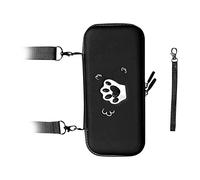 Cryfokt Cute Cat Carrying Case with Shoulder Strap for Game Console, Portable Storage Bag with Large Capacity, PU Leather Protective Case for Travelers (Mysterious Black)