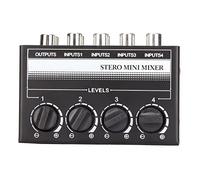 Cryfokt CX400 4-Channel Mixer Noise- Stereo Mini Mixer Easy to Setup for Mobile Phones, Tablets Metal Black