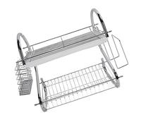 Cryfokt Dish Rack 2 Tier Neat Organization Drying Rack for Kitchen Use Rust Prevention Iron Structure (Cutting Board Style)