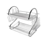 Cryfokt Dish Rack 2 Tier Neat Organization Drying Rack for Kitchen Use Rust Prevention Iron Structure (Water Cup Style)