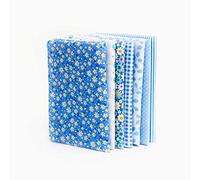 Cryfokt DIY Cotton Fabric Set Soft Touch Feeling Quilt Bundle for Handmade Crafts, 7pcs Yellow/Green/Purple/Red/Pink/Blue Cotton Sewing Cloth, 25 * 25cm, for Crafting Projects (Blue)