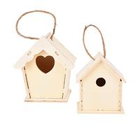 Cryfokt DIY Creative Wooden Bird House for Kids Arts and Crafts, Easy to Build and Color - Suitable for Children Aged 8-12 - Heart Shaped and Round House Set, 12 Paint and 2 Pens Included