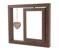 Cryfokt Dog Rotating Picture Frame, 9.13x8.27x1.18in Cat Memorial Photo Frame, Solid Wood Double Sided Heart Pendant Pet Rotating Memorial Photo for Home Gathering Wedding