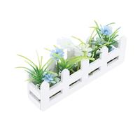 Cryfokt Dollhouse Flower Bed Beautiful High Simulation Miniature Potted Flower Plant for Garden Decoration 1 X 3.15x0.79x1.18in (Blue White)