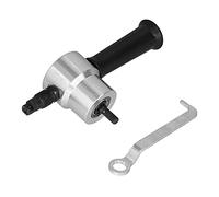 Cryfokt Double Head Metal Cutter Efficient Sheet Nibbler Electric Drill Attachment for Cutting Irregular Shapes, Silver