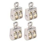 Cryfokt Double Pulley, Smooth Double Roller Pulley, 100kg, 220lbs, Zinc Alloy, Wear-resistant, 4 Pieces for Lifting
