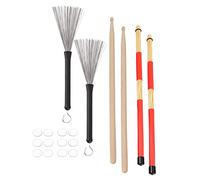 Cryfokt Drum Brush, Steel Pestle Kit in Full Rubber Steel and Sufficient Bamboo Texture with Drum Brush for Children for the Musical Musical Repair Workshop (M02757 Transparent)
