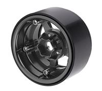 Cryfokt Durable Aluminum Alloy 1.9 Beadlock Wheels 5 Hole Silver Rims for Remote Control Cars, Stable Wheel Hub for Various Models (Ti Color)