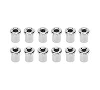 Cryfokt Electric Guitar Glossy Metal Ferrules 12PCS Set for Guitar Bridge Enhancement String Resonance for Most Electric Guitars (Silver)