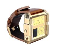 Cryfokt Electronic Wrist Watch for Men Digital Stopwatch Alarm Large Dial Modern Design with Brown PU Strap 51mm