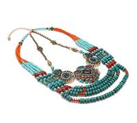 Cryfokt Ethnic Style Necklace Hand-Made Beaded Vintage Jewelry for Women