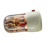 Cryfokt Fine Makeup Brush Storage Bucket, Multifunctional Cosmetic Brush Organizer, Rotating Makeup Storage Container for Home Use (Light Green)