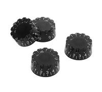 Cryfokt Fine Splines Bass Control Knob Set, Impact Resistance Guitar Knob Replacement for Electric Guitar/Bass Players, 4Pcs Plastic (Black)