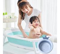 Cryfokt Foldable Baby Basin Cartoon Portable Foldable Washing Tub for Kids Made of Durable Plastic Approx 32cm (Light Blue)