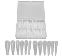 Cryfokt Full Cover Nail Tips, 120pcs Reusable ABS Material False Nails, Transparent Nail Art Tool with Scale and 12 Sizes, for Home Salon Extension