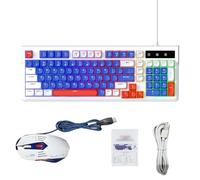 Cryfokt Gaming Keyboard Mouse Combo, Vibrant RGB Backlit with 7 Customizable Effects Compact 98 Key Keyboard with 4mm Key Travel and Multimedia Shortcuts for 98SE ME 2000 Vist (White Blue)
