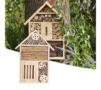 Cryfokt Garden Bee House Tubular Channels Nesting Box Decorative Shelter for Encouraging Beneficial Wood Construction (A)
