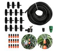 Cryfokt Garden Irrigation Kit, 15m Automatic Watering System Water Conservation Drip Irrigation Kit with Hose Nozzle Connector for Flowers Plants