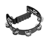 Cryfokt Half Moon Handheld Tambourine Jingle Black Cat Shape Ergonomic Non Slip Handle for Parties and Live Performances ABS Material
