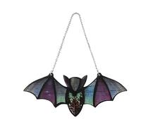 Cryfokt Halloween Bat Decoration, Reflective Colorful Acrylic Suncatcher 7.9 X 3.1in, Stained Window Wall Hanging Ornament for Festival Party, Horror Gothic Home Decor for Room Garden