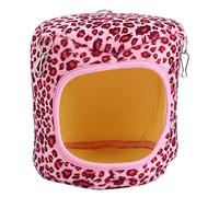 Cryfokt Hamster Warm Cotton Pet Hammock for Sleepy Squirrel Hedgehog Hamster, 14.5x14.5x14.5cm Hanging for Guinea Pig Chinchilla Rabbits Purple Leopard (Leopard pink)