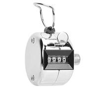 Cryfokt Hand Tally Counter, Durable 4-Digits Aluminium Alloy Tool for Accurate Counting in Statistics, Silver, Compact Design