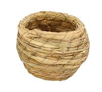 Cryfokt Hand Woven Bird Grass Hut Natural Comfortable Rest Place for Parrots Budgerigars Sparrows Eco-Friendly Grass 5.5x4.5in Ideal for Bird Enthusiasts