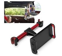 Cryfokt Headrest Tablet Mount Stylish Aluminum Alloy Phone Holder 360° Rotating Bracket for Car Backseat Fit for Most Models Black 7 X 11 X 18cm (Red)