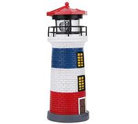 Cryfokt High-Brightness LED Solar Power Lighthouse Light for Night Garden Decoration, Automatic Rotating Outdoor Light, Easy-to-Install Solar for Lawn - Red+Blue+White, 11x3.9x3.9, 1 X Lighthouse