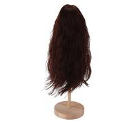 Cryfokt High Temperature Silk 1/4 Doll Wig Long Curly Hair with Bangs for DIY 7 to 8in Ball Jointed Doll (Dark Brown)