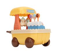 Cryfokt Ice Cream Cart Mini Plastic Rolling Toy with Accessories for Kids Educational Play