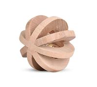 Cryfokt Interactive Wooden Dog Chew Toy Gentle Teeth Cleaning Ringing Bell for Puppies and Small Breeds, Pet Interactive Chew Toy for Home Alone Time
