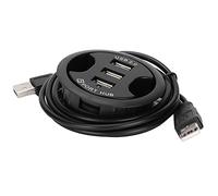 Cryfokt JK38h USB 2.0 Hub, Round 3 Port Desktop Docking Station | ABS Material, Plug and Play, No External Power, 1.5m Cable, for Desk Grommet Hole, Laptop Office Setup