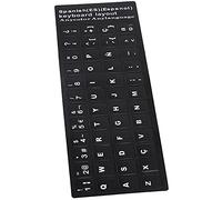 Cryfokt Keyboard Sticker, Black Keyboard Black Background Universal Spanish for the Laptop From 10 to 17 Inch for PC for the Desktop