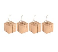 Cryfokt Kraft Paper Delicate Candy Gift Boxes with Hemp Rope for Wedding - 50PCS Brown 1.97 X 1.97 X Inch, Retro and Elegant, Special Festival or Wedding Favor