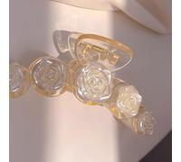 Cryfokt Large Bright Hair Claw Clips Durable Acrylic Hold for Wedding Dance Party Suitable for All Hair Types Mom and Friends (Type 18 Camellia)