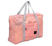 Cryfokt Large Capacity Foldable Travel Duffel Bag with Trolley Strap for Luggage Oxford Storage for Travel Weekend Getaway Gym Bag Navy Blue & Pink (Pink)